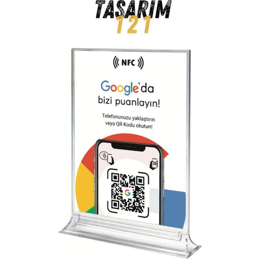 Masa Üstü NFC ve QR Kodlu Google Yorum ve Puanlama Standı Föylük TASARIM 121 - -- - 0 Sarf Tüketim Malzemeleri Fiyatı