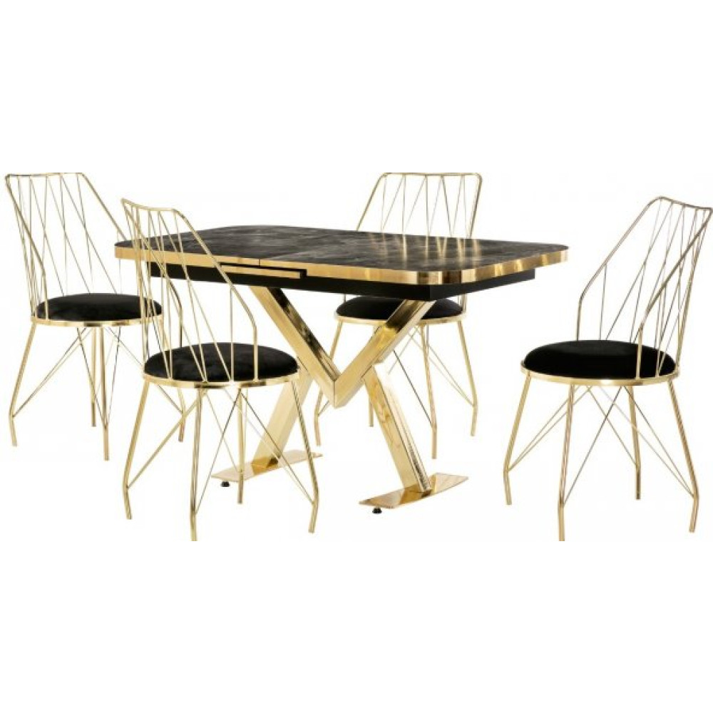 Masa X 14552 Sandalye Tel Takım Alt Model Metal Gold Kaplama Masa-Sandaly El Yapı Yemek & Mutfak Masası Fiyatı