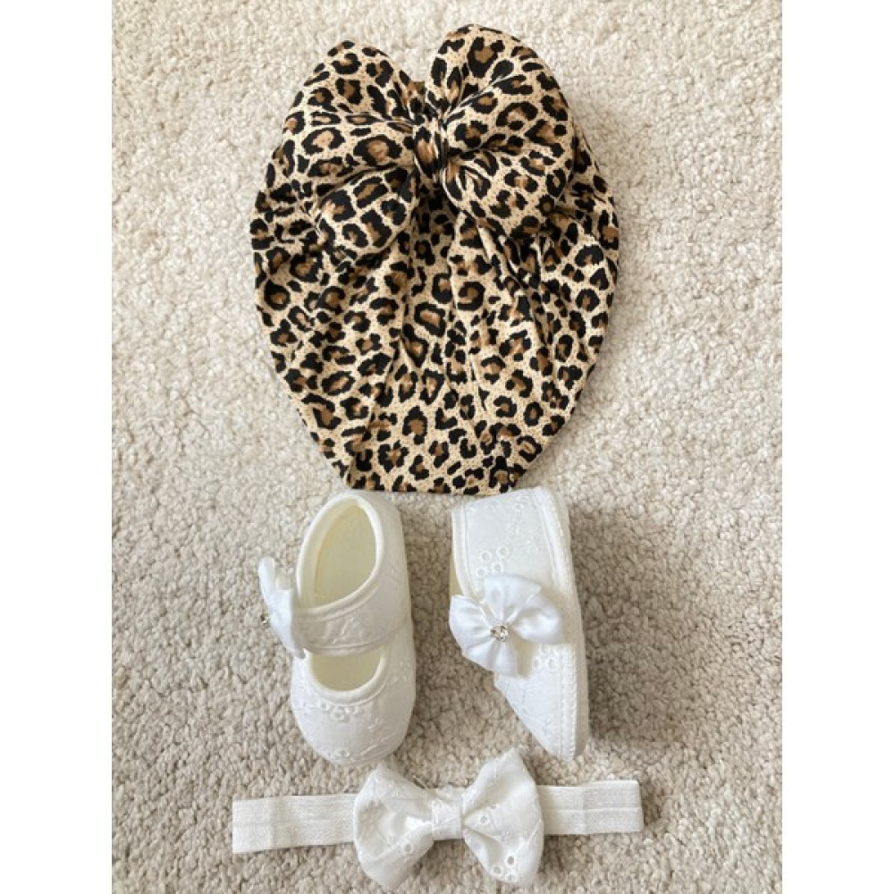 Masal Baby Hoşgeldin Bebek Kız Bebek Fistolu Bandanalı Bebek Patiği &leoparlı Bebek Bone &2 Adet Pamuklu Mendil Bebek Ayakkabısı Fiyatı