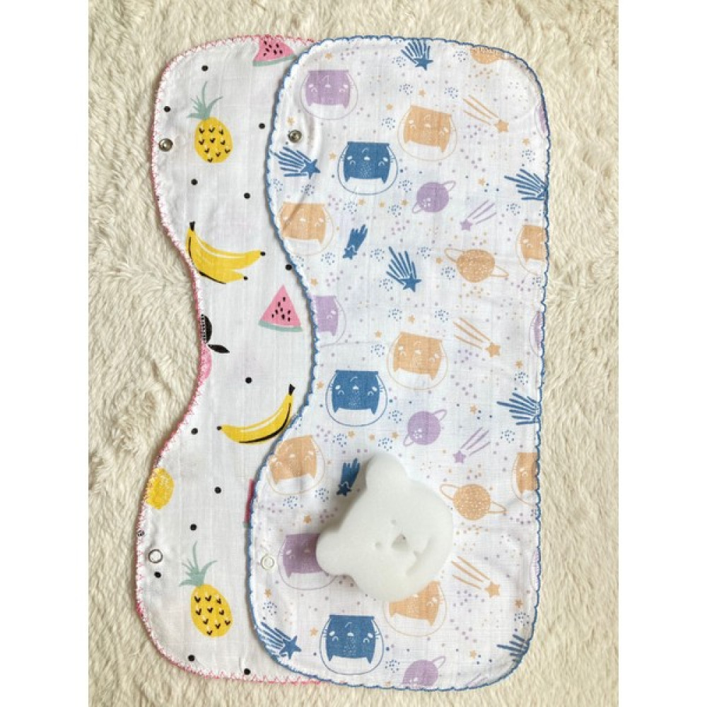 Masal Baby Kids İkili Müslin Omuz Örtüsü / Çift Katlı Çıtçıtlı Mama Önlüğü + Banyo Süngeri - Beyaz Hamilelik ve Emzirme Fiyatı