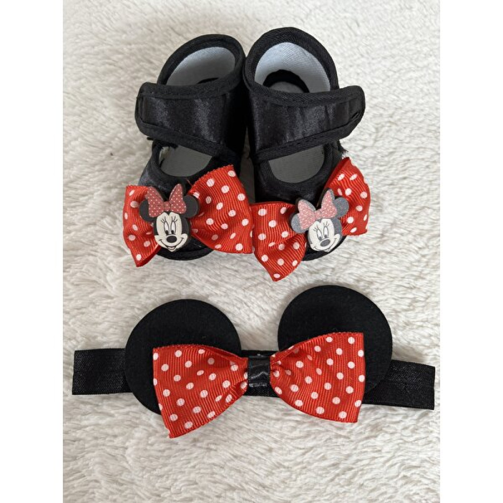 Masal Baby Kids Kız Bebek Minnie Mouse Patik Mickey Mouse Bandanalı Siyah Patik Yeni Doğan Bebek Hediyelik Bebek Ayakkabısı Fiyatı