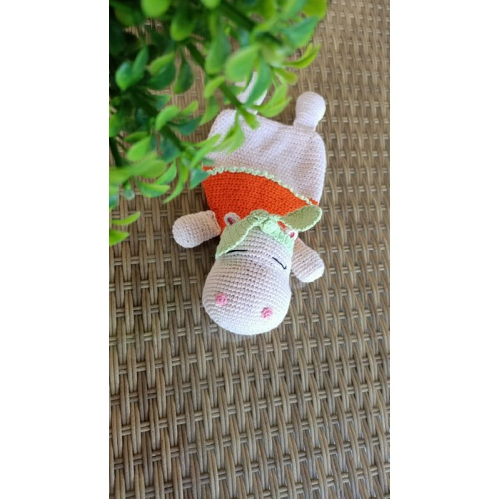 Masal Örgü Dünyası Uyuyan Sevimli Hipopotam - El Yapımı Doğal Antibakteriyel Amigurumi Oyuncak - Gri Bebek Oyuncakları Fiyatı