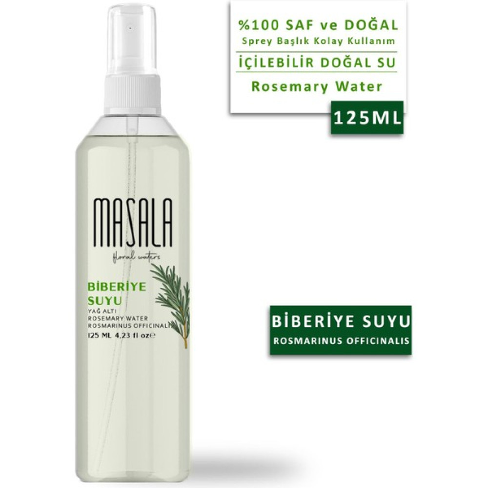 Masala Biberiye Suyu 125 ml - Rosemary Floral Water - Biberiye Suyu Sebum ve Yağ Dengeleyici Hidrosol Cilt Temizleme ve Peeling Fiyatı
