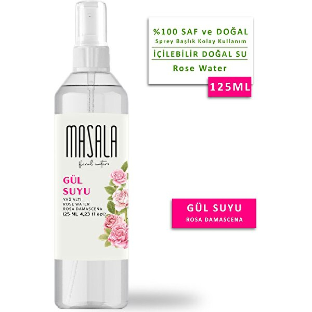 Masala Gül Suyu 125 ml %100 Saf Doğal Yağlı Hidrosol - Tonik Rose Floral Water Hydrosol Tonic Cilt Temizleme ve Peeling Fiyatı