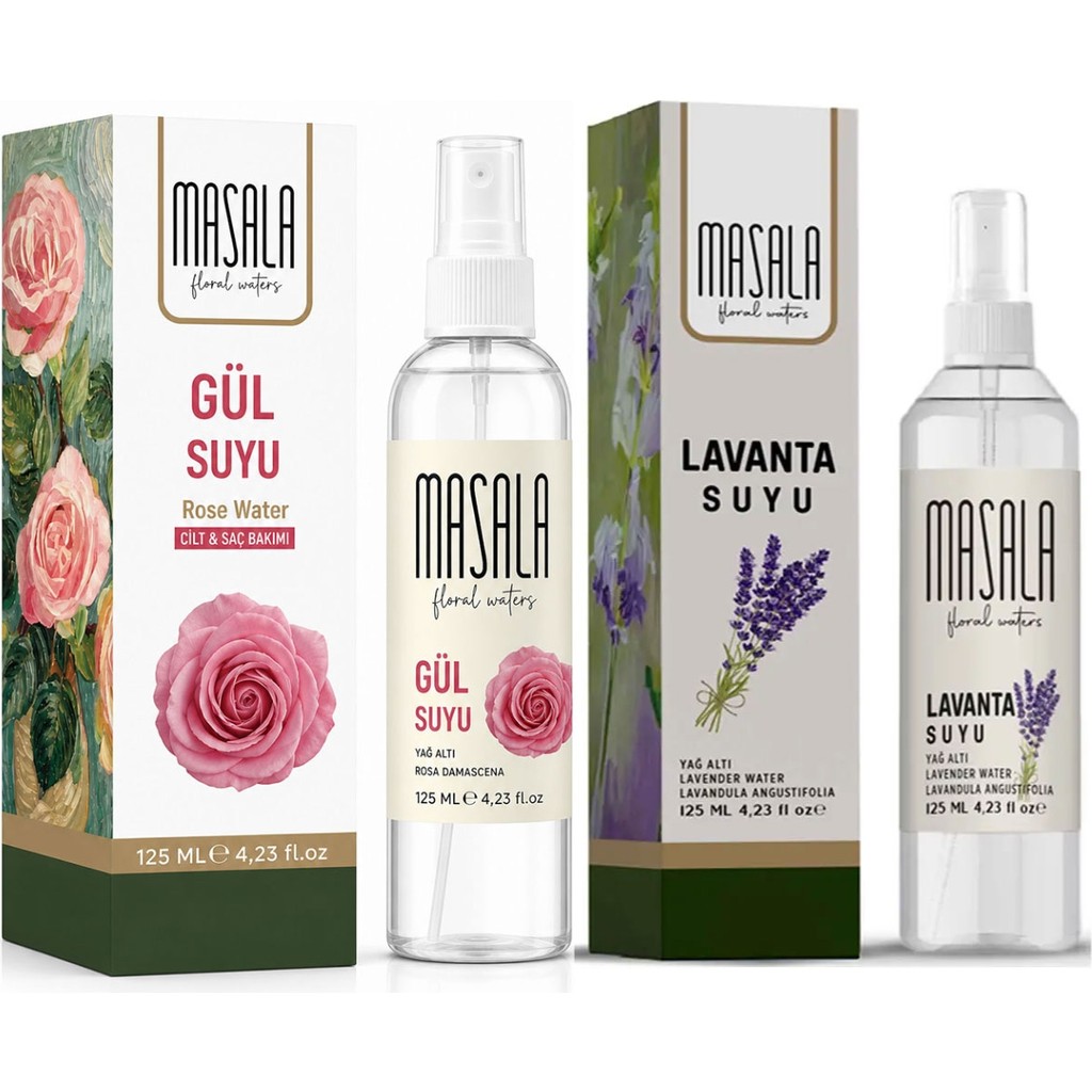 Masala Hidrolat Seti %100 Doğal Yağlı Saf Gül Suyu - Lavanta Suyu 2 x 125 ml - 375 ml Diğer Fiyatı