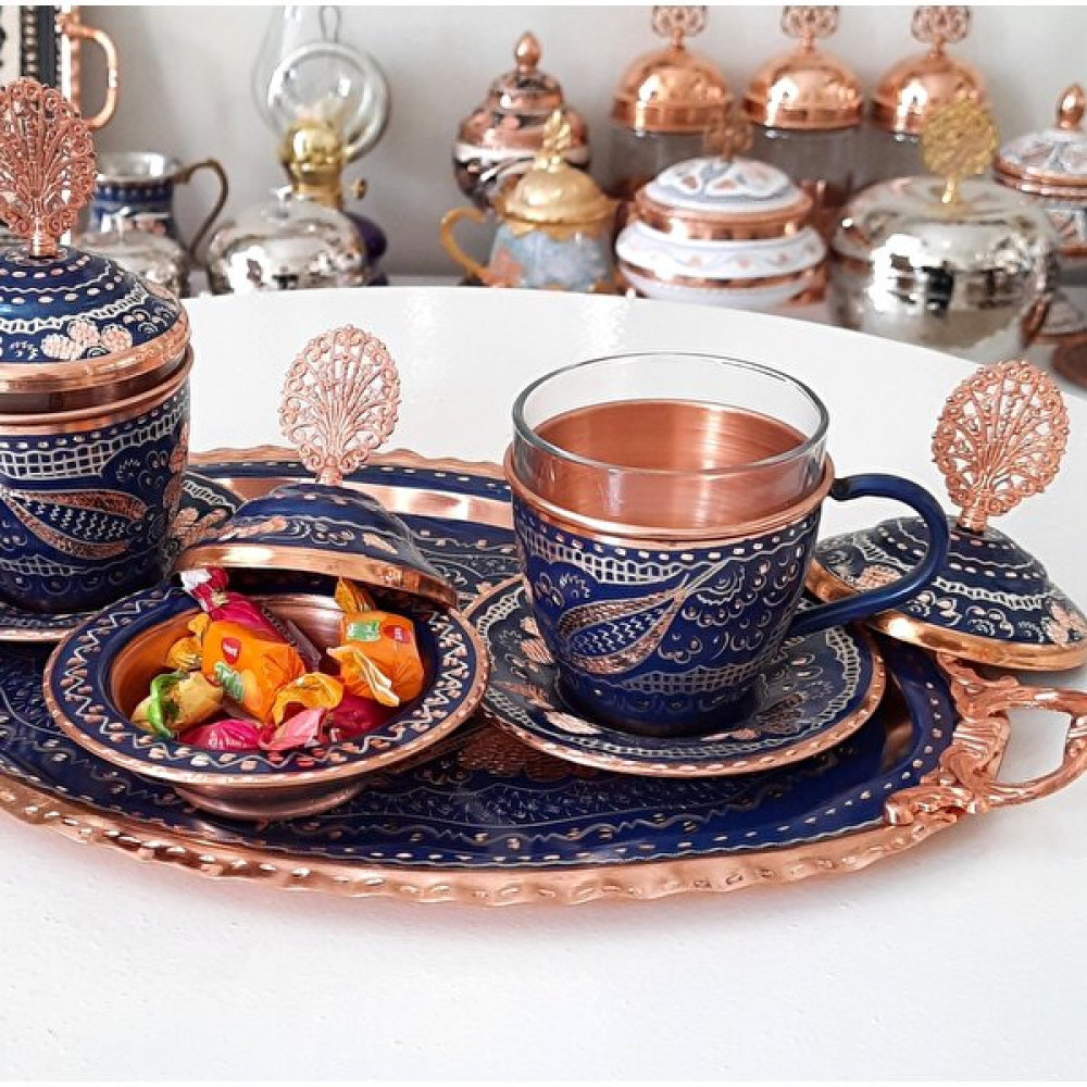 Masalcı Dede Dükkanı El Işlemesi Bakır Çay/neskafe Seti Fincan / Bardak / Kahve Takımı Fiyatı