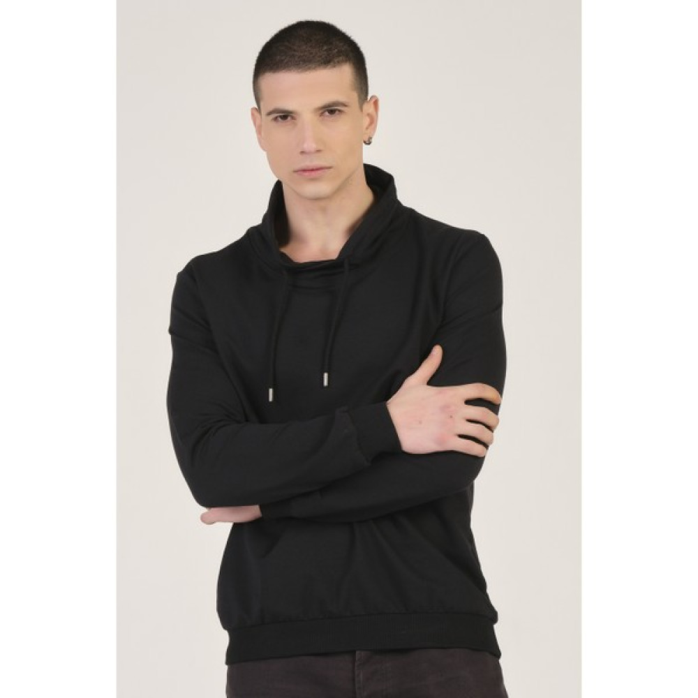 Mascarano Siyah Şal Yaka Esnek Sweatshirt Erkek Sweatshirt Fiyatı