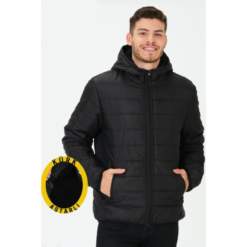 Mascarano Slim Fit Içi Kürk Astarlı Kapüşonlu Şişme Mont Erkek Erkek Mont Fiyatı
