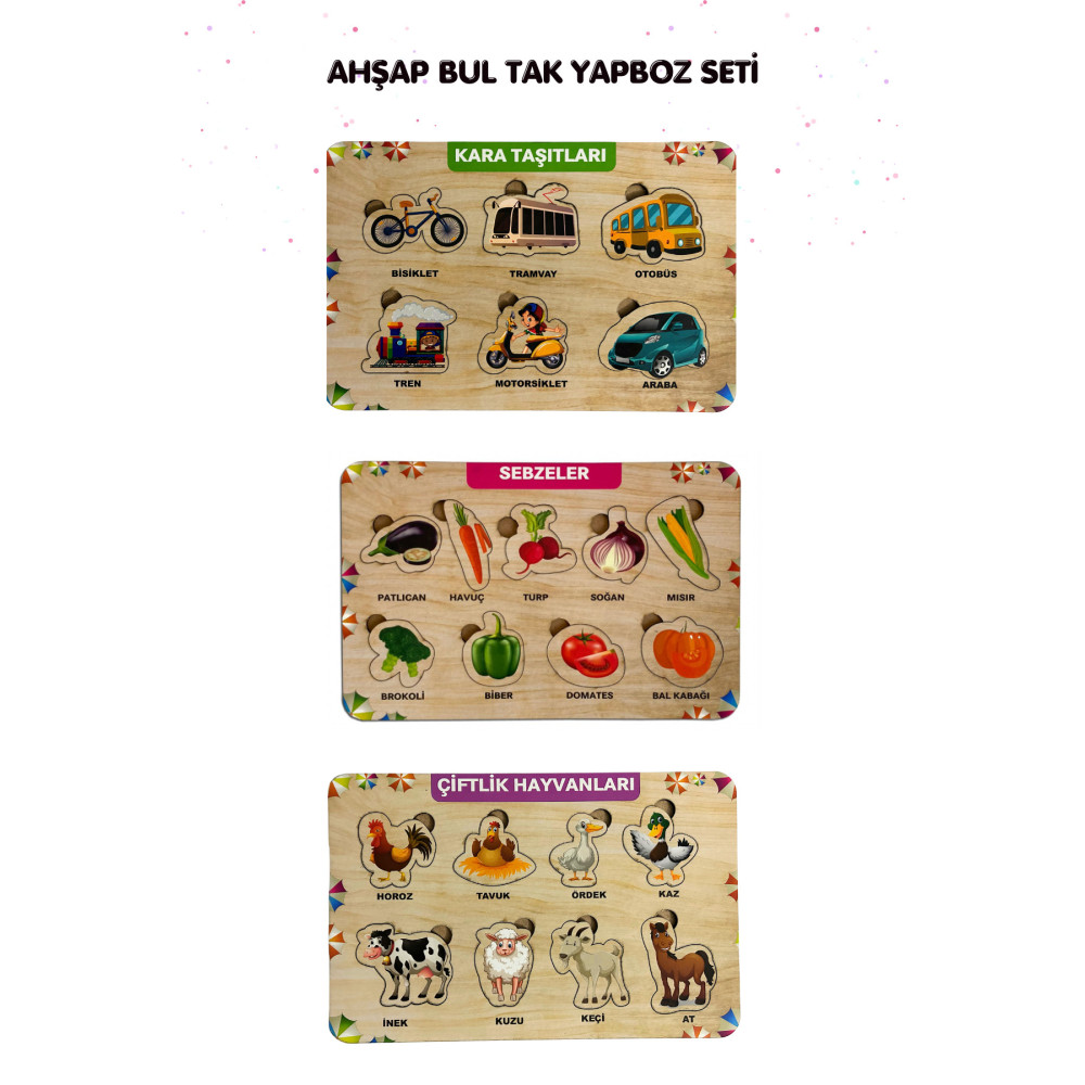 MASEN TOYS Ahşap Bul Tak Yapboz Seti Eğitici Oyuncaklar Eğitici Oyuncak Fiyatı