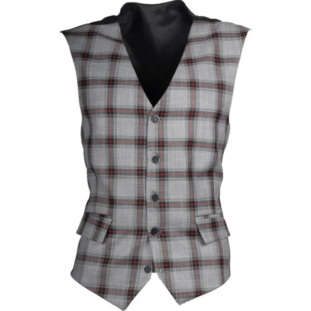 Maserto Açik Gri Ekose Model Slim Fit Yelek Erkek Yelek Fiyatı