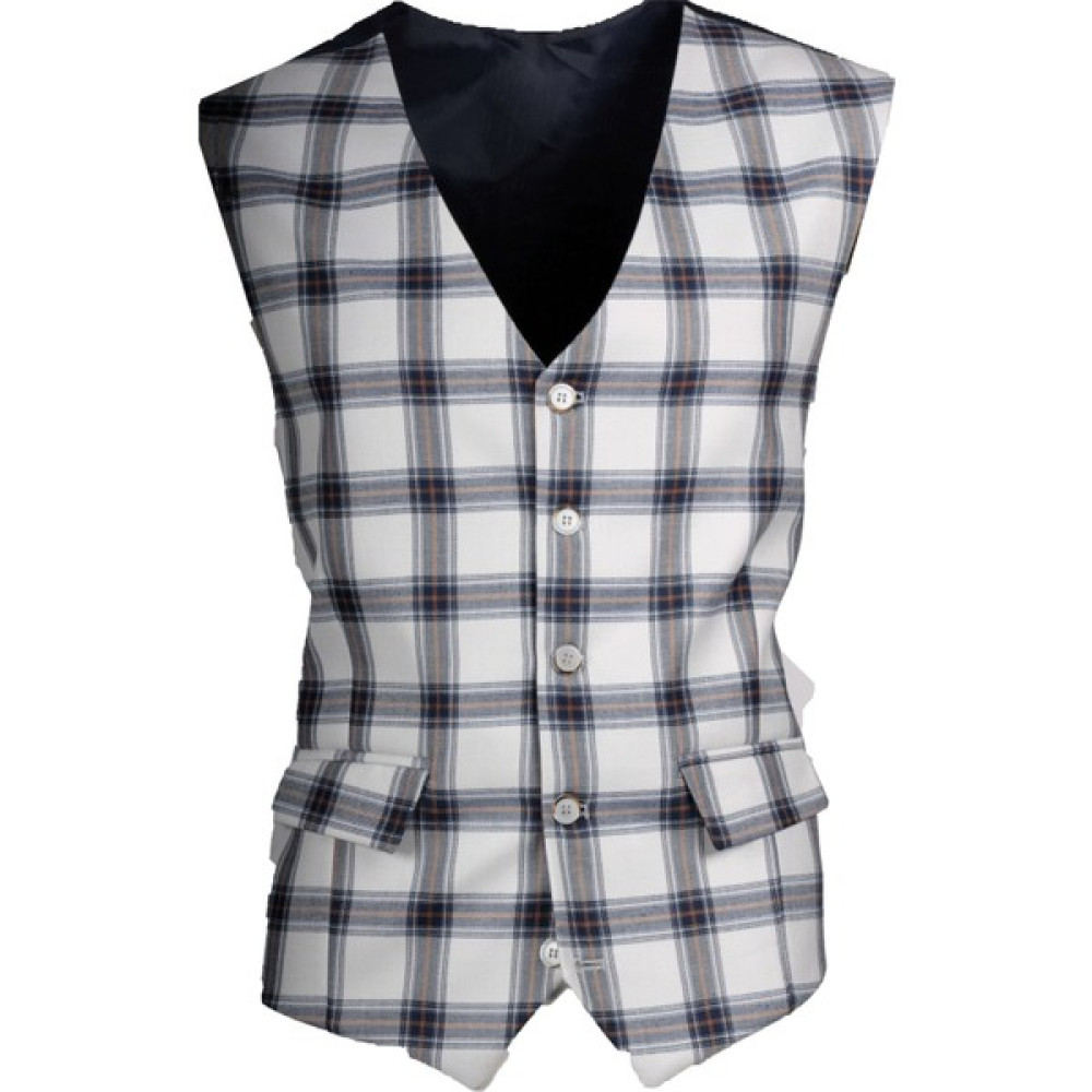 Maserto Beyaz Slim Fit Yelek Çizgili Desenli Erkek Yelek Fiyatı