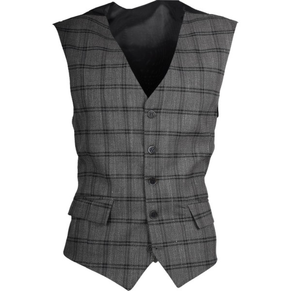 Maserto Koyu Gri Ekose Model Slim Fit Yelek Erkek Yelek Fiyatı