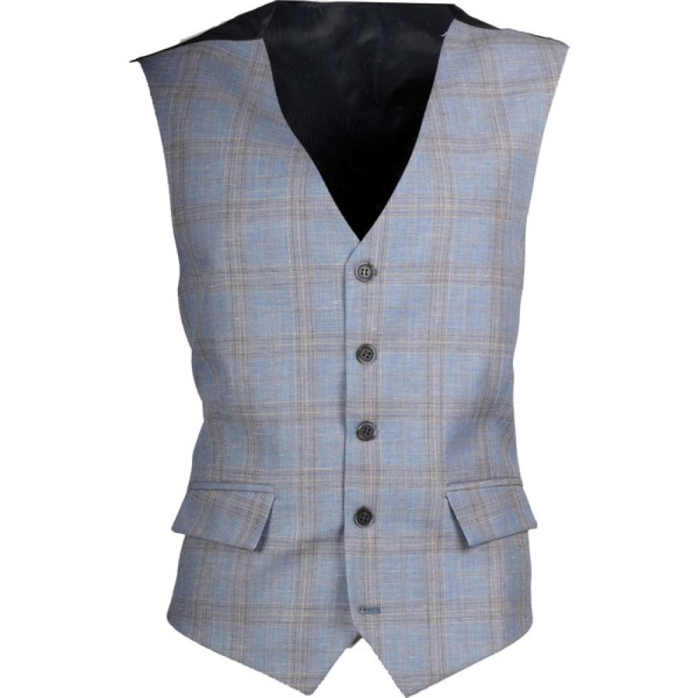 Maserto Mavi Ekose Model Slim Fit Yelek Erkek Yelek Fiyatı
