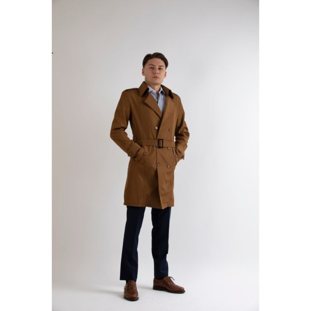 Maserto Slim Fit Erkek Açık Kahve Trençkot Erkek Mont Fiyatı