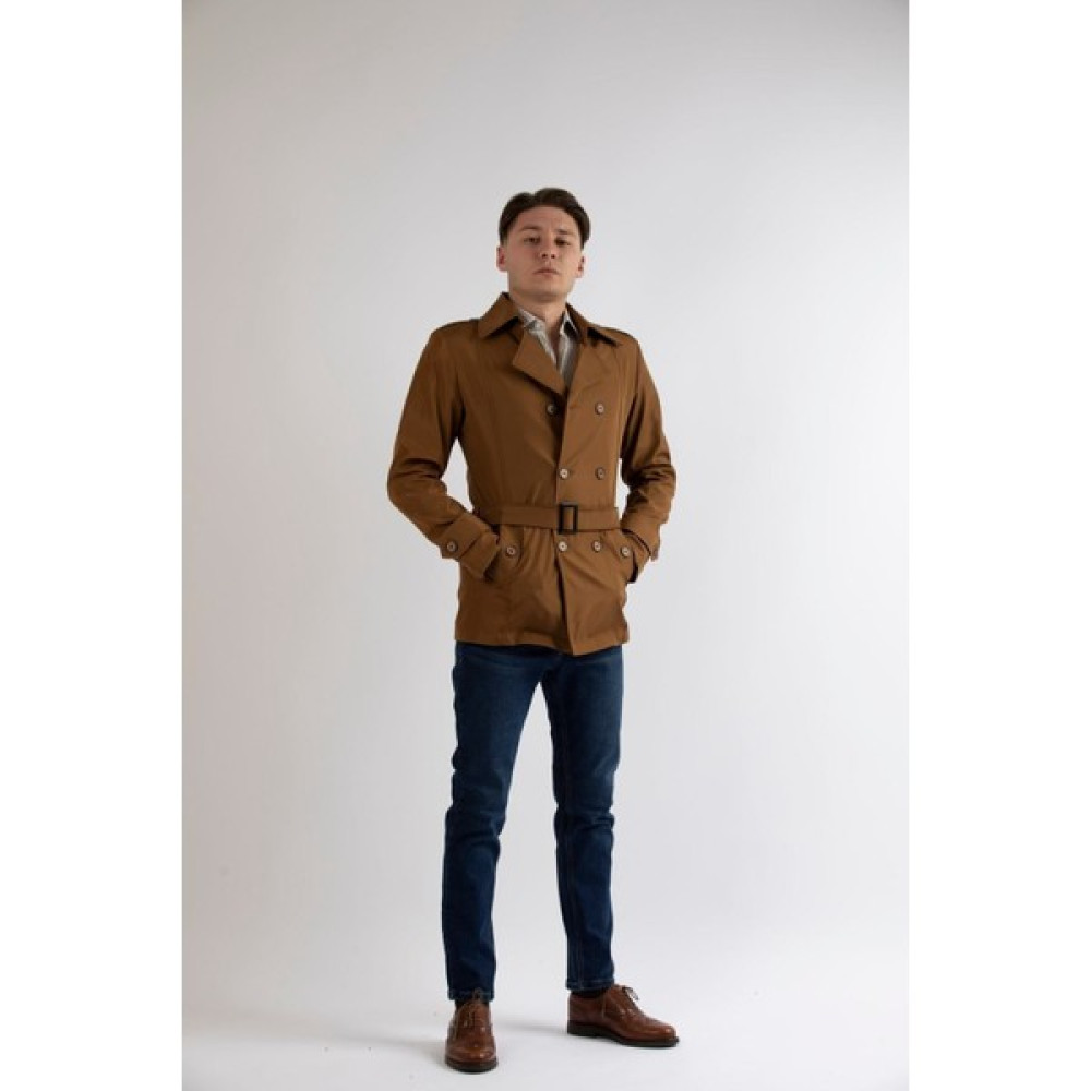 Maserto Slim Fit Erkek Kısa Model Açık Kahve Trençkot Erkek Mont Fiyatı