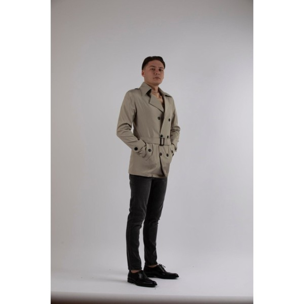 Maserto Slim Fit Erkek Kısa Model Krem Trençkot Erkek Mont Fiyatı