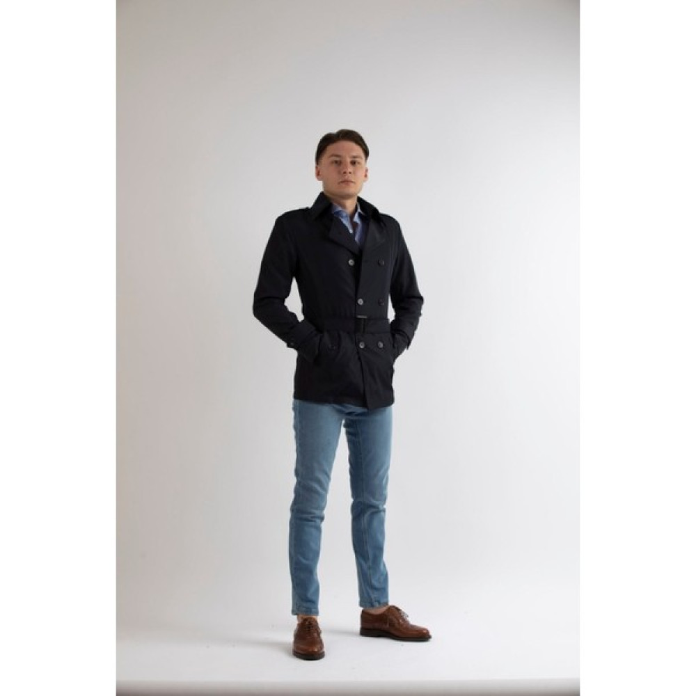 Maserto Slim Fit Erkek Kısa Model Lacivert Trençkot Erkek Mont Fiyatı