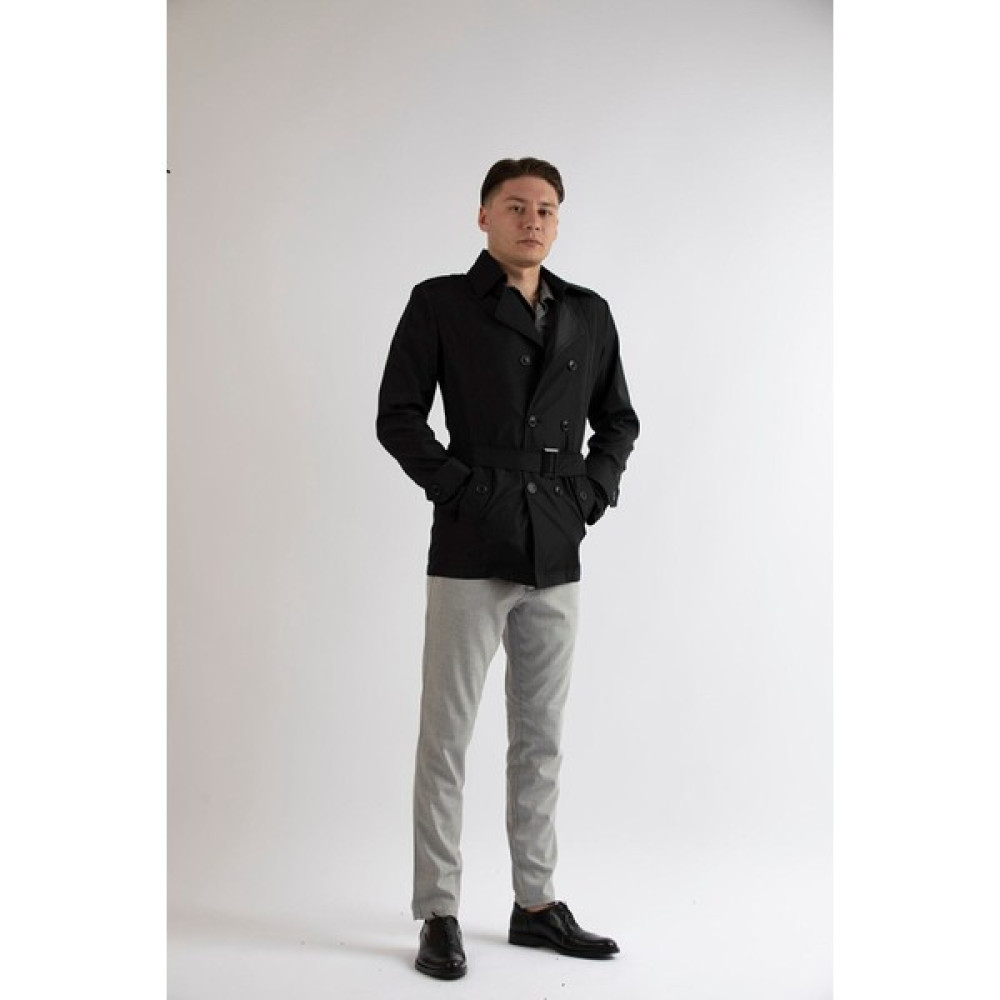 Maserto Slim Fit Erkek Kısa Model Siyah Trençkot Erkek Mont Fiyatı