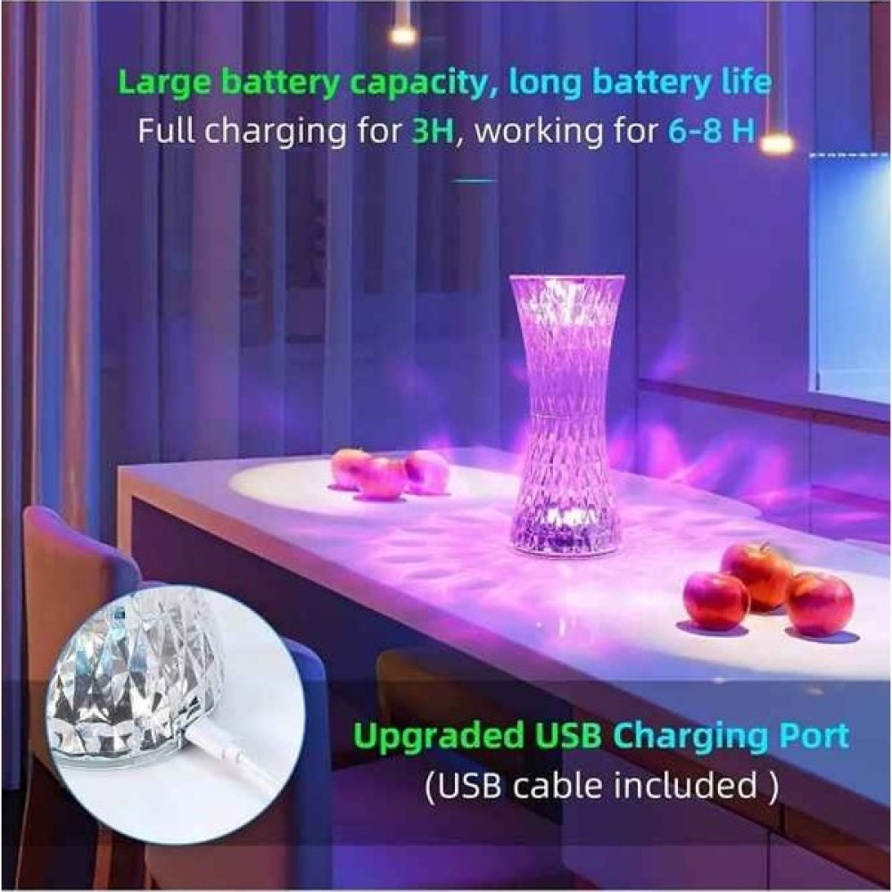 Masfitech LED Kristal Masa Lambası Rgb Renk Değiştiren Gece Lambası 16 Renk 4 Mod Dokunmatik Kontrol - Beyaz Masa Lambası Fiyatı