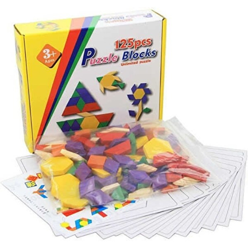 Masho Trend 125 Parça Ahşap Tangram - Eğitici Ahşap Puzzle - Eğitici Oyuncak Eğitici Oyuncak Fiyatı