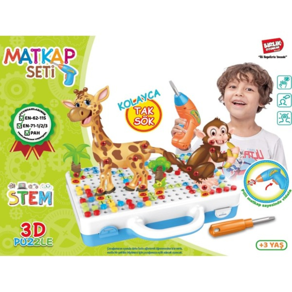 Masho Trend Eğitici Matkaplı Creative Puzzle 340 Parça 3D Oyuncak Seti - Matkap Oyuncak - Eğitici Oyuncak - Renkli Eğitici Oyuncak Fiyatı