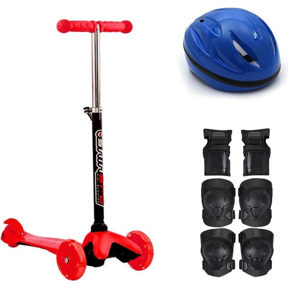 Masho Trend Işıklı 3 Kademeli Kırmızı Scooter + Koruyucu Set - 3 Tekerlekli Frenli Scooter Açık Hava, Deniz ve Spor Oyuncakları Fiyatı