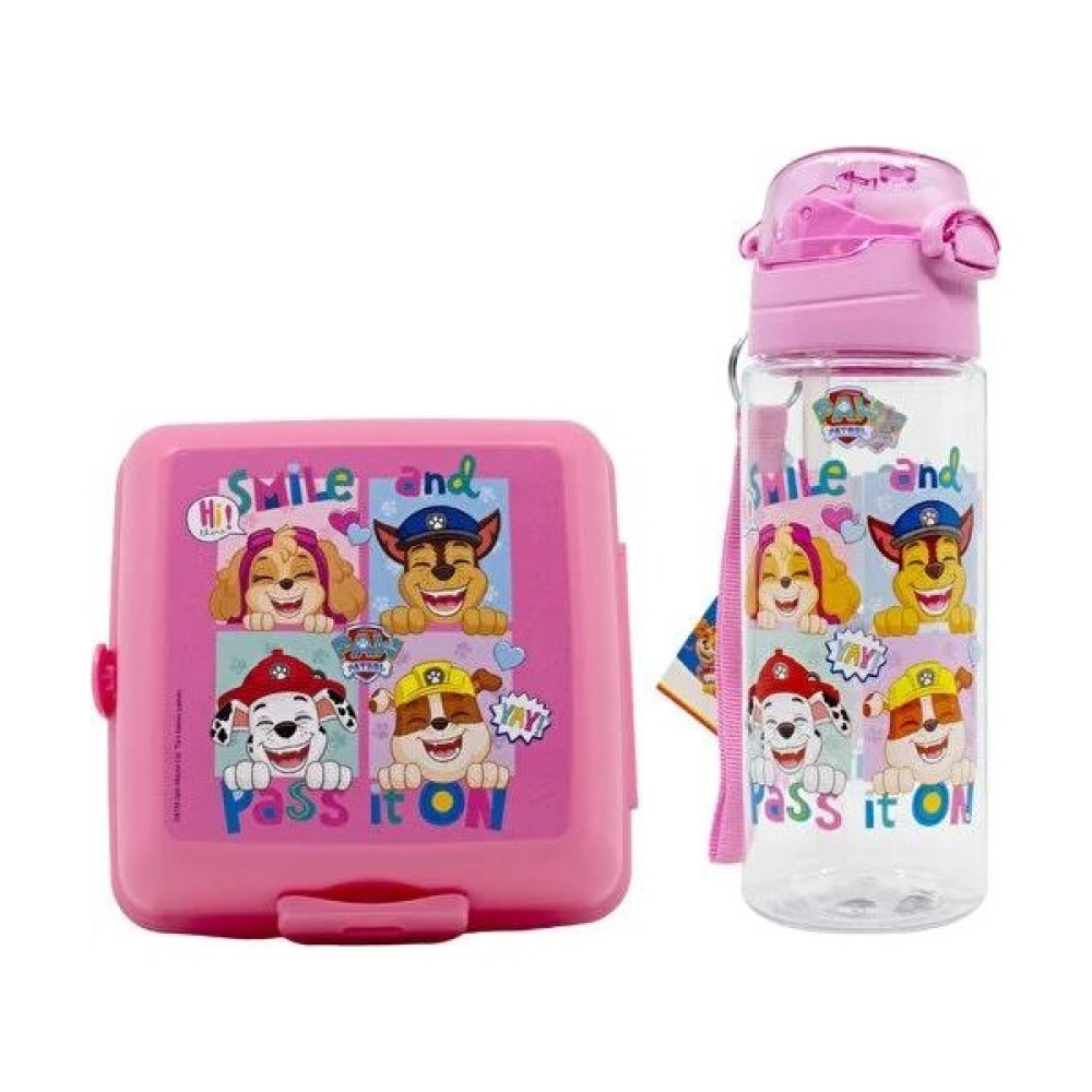 Masho Trend Pembe Paw Petrol Şeffaf Matara 500ML + Paw Petrol Beslenme Kabı - Lisanslı Paw Petrol Pipetli Matara - Karışık-Çok Renkli Suluk Fiyatı