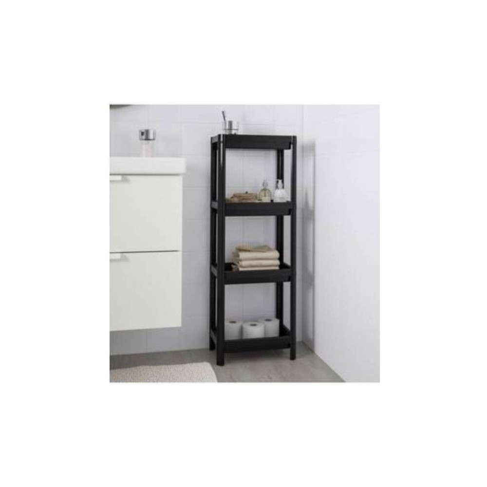 Masho Trend Siyah Vesken Mutfak Banyo Raf Ünitesi - Banyo Dolabı Havluluk 4 Katlı 23 x 100 cm Banyo Rafı Fiyatı