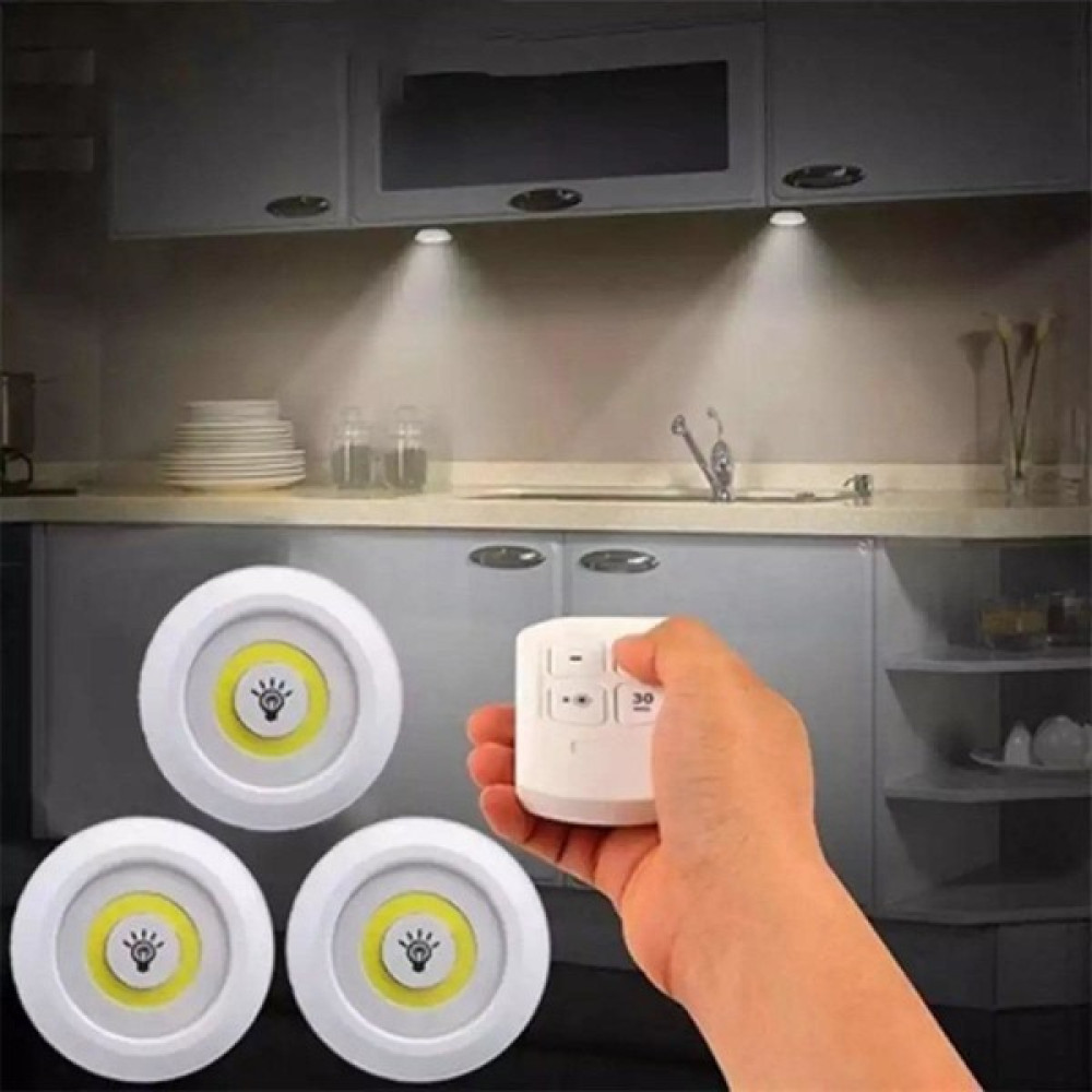 Masho Trend Uzaktan Kumandalı Yapışkanlı Kablosuz Pilli LED - 3'lü Spot Lamba - Spot Fiyatı