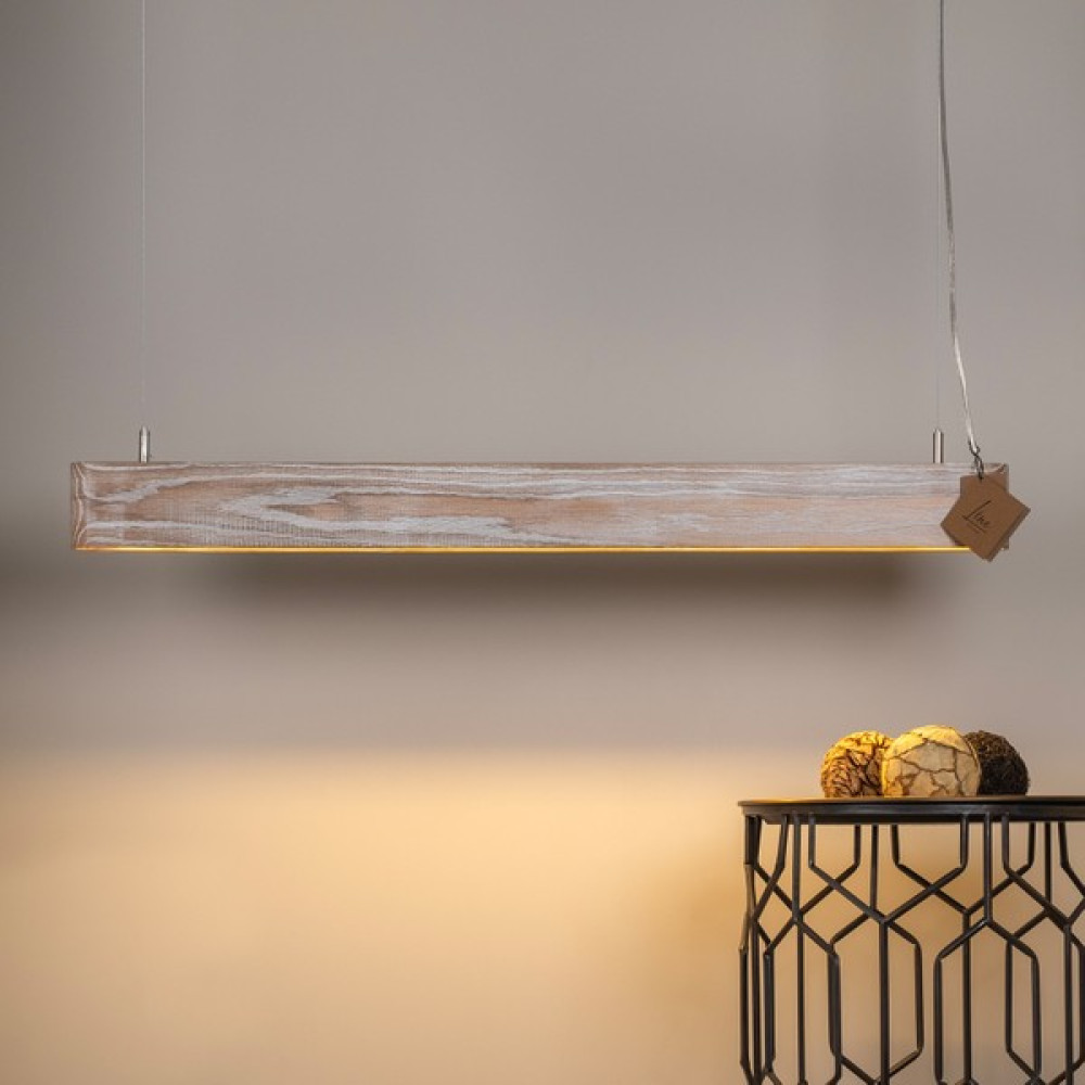 Masif Ahşap Avize - Lineer LED Aydınlatma - El Yapımı - Soft Patine - Akça Avize Fiyatı