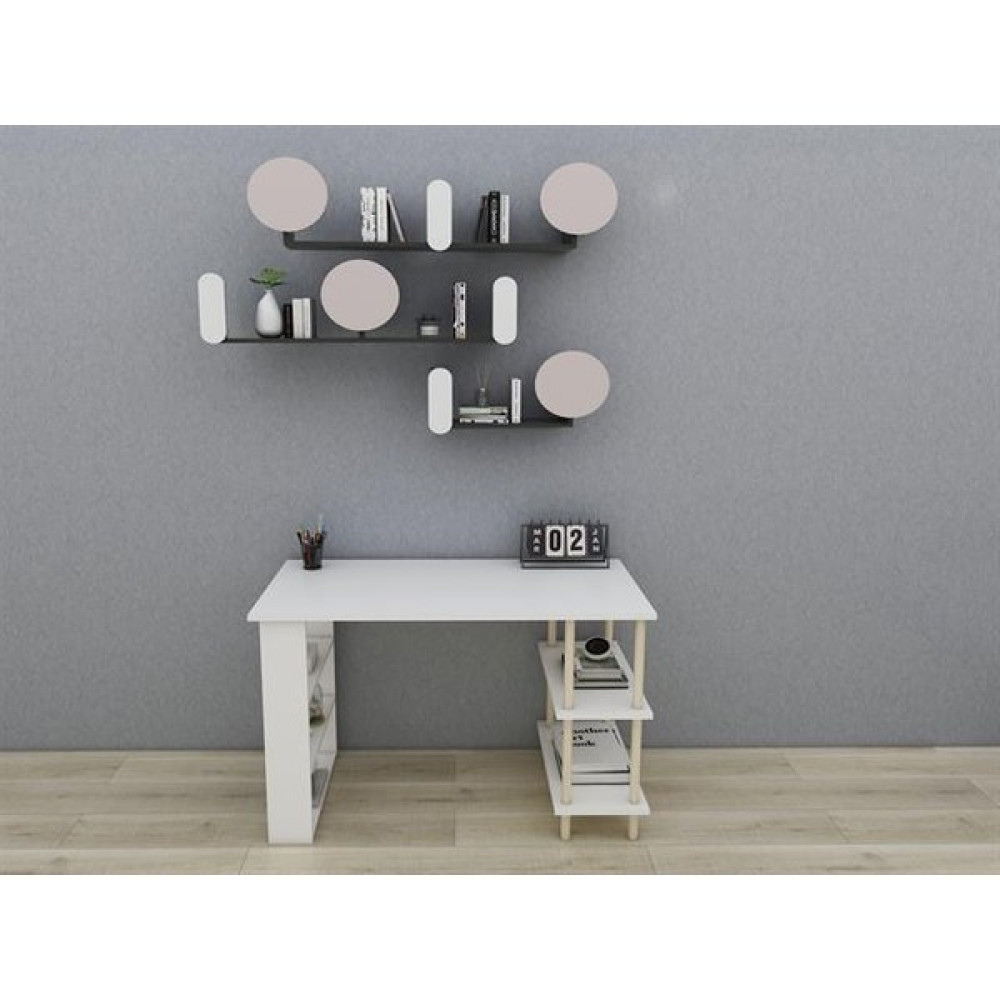 Masif Market Beyaz Ahşap Çalışma Masası - 120x60x75 Çalışma Masası Fiyatı