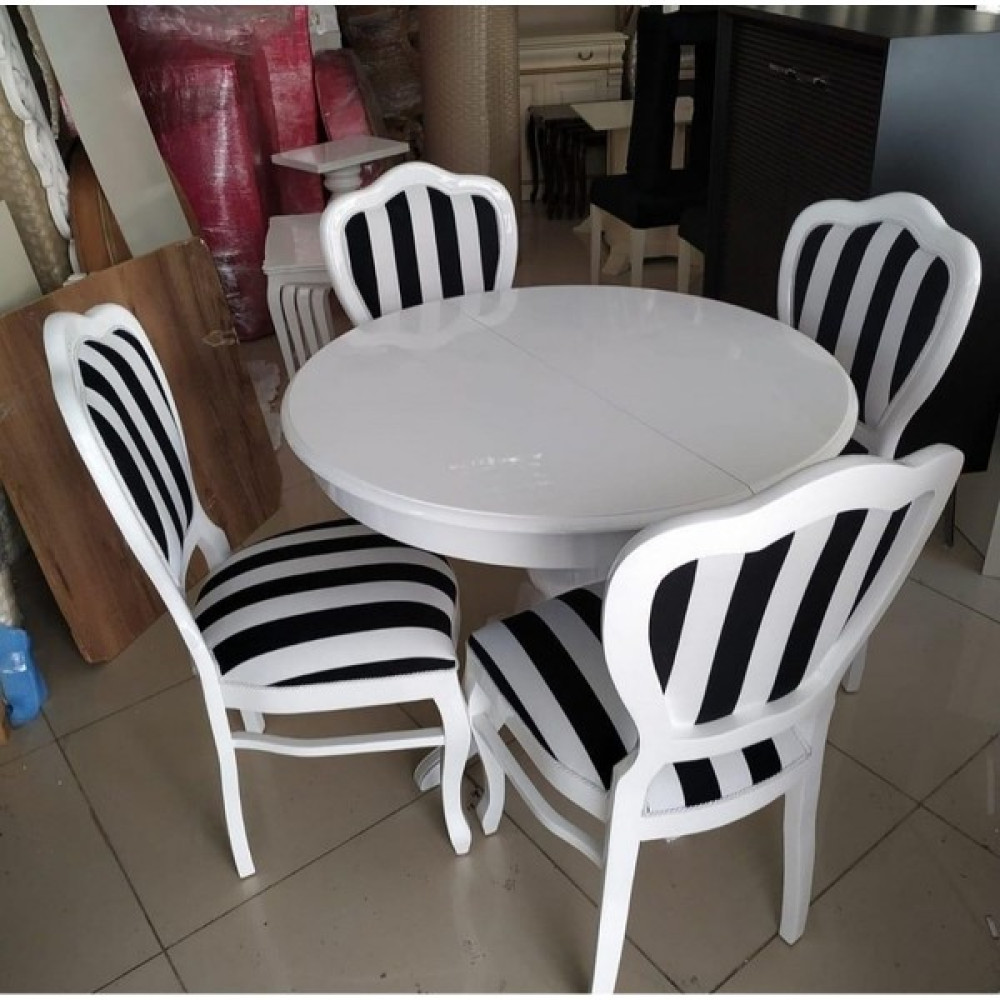 Masifart 100 cm Elips Kütük Ayak Tornalı Masa + 4 Sandalye Takımı Yemek & Mutfak Masası Fiyatı