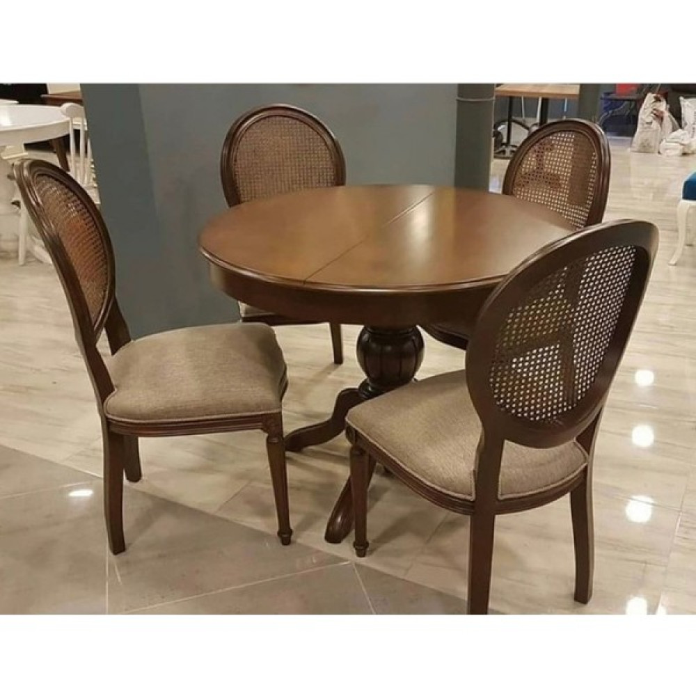 Masifart 100 cm Yuvarlak Baba Ayak Masa + 4 Hasırlı Sandalye Takımı Yemek & Mutfak Masası Fiyatı