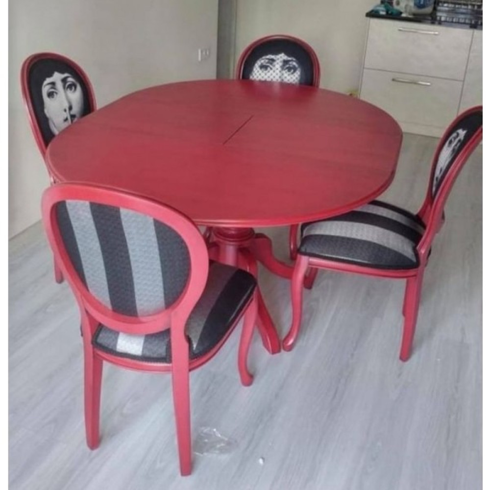 Masifart 100 cm Yuvarlak Baba Ayak Masa + 4 Sandalye Takımı Göbekli Kırmızı Yemek & Mutfak Masası Fiyatı