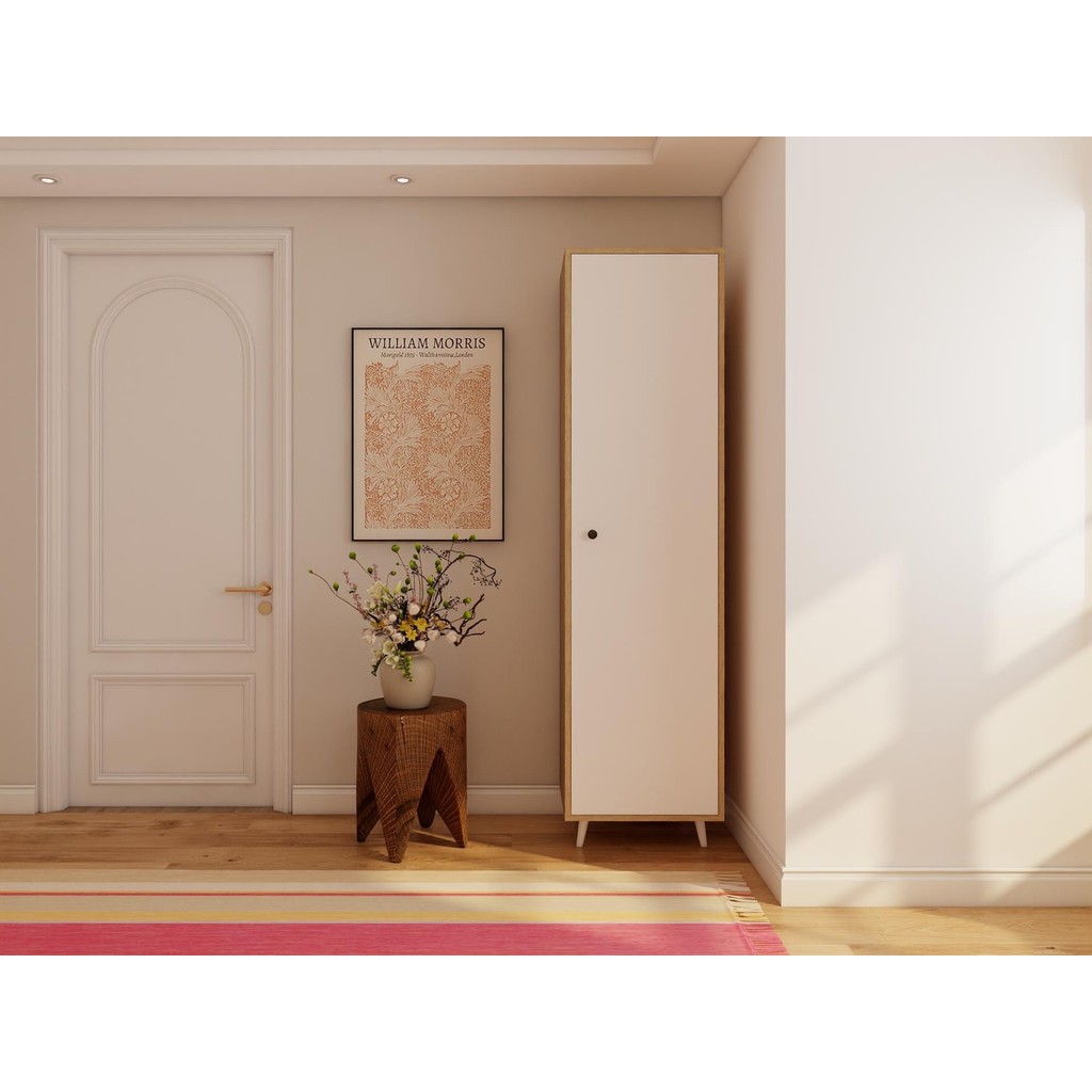 MasifMarket Harput Çok Amaçlı Tek Kapaklı Banyo Dolabı Lefkas - Meşe - Beyaz Banyo Dolabı / Mobilyası Fiyatı