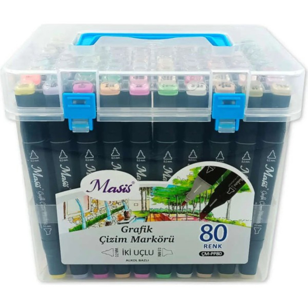 Masis Çift Taraflı Twin gr afik Marker Kalem Seti 80 Renk Sanatsal Malzemeler Fiyatı