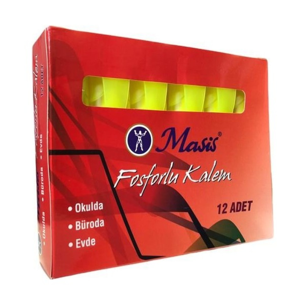 Masis Fosforlu Kalem Sarı 12 Adet Fosforlu Kalem Fiyatı