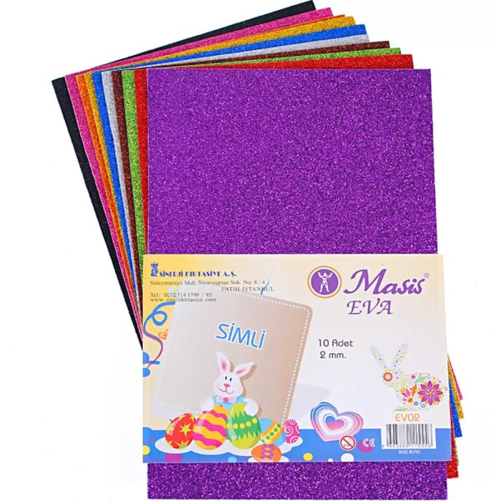 Masis Yapışkanlı Simli Eva A4 10'lu Paket Elişi Kağıdı Fiyatı