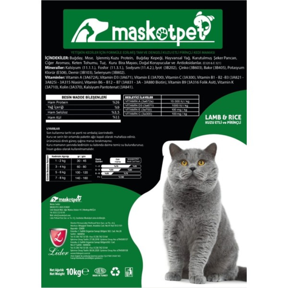 Maskot Enjoy Kuzu ve Pirinç Etli Yetişkin Kedi Maması 10 kg Evcil Hayvan Ürünleri Fiyatı