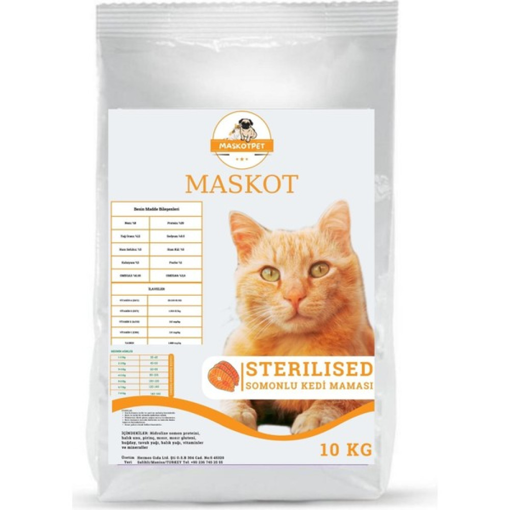 Maskot Steril Somonlu Kısırlaştırılmış Kedi Maması 10 kg Evcil Hayvan Ürünleri Fiyatı
