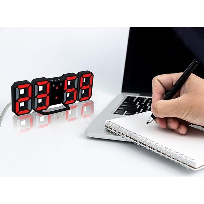 Masky 3D LED Dijital Alarm, Termometre ve Takvim Özellikli Masa / Duvar Saati - Kırmızı Duvar Saati Fiyatı