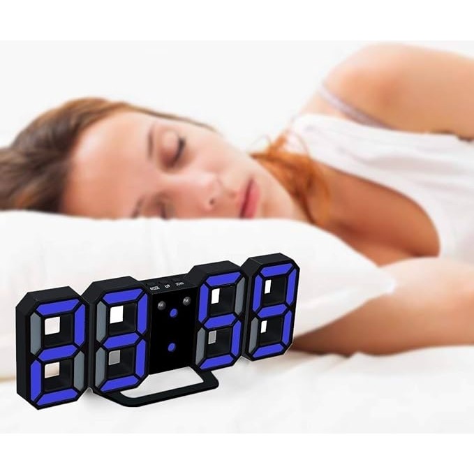 Masky 3D LED Dijital Alarm, Termometre ve Takvim Özellikli Masa / Duvar Saati - Mavi Duvar Saati Fiyatı