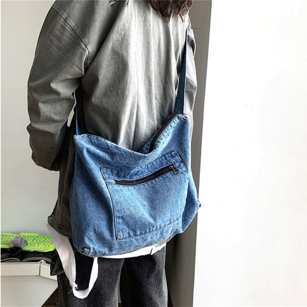 Masoffy Mavi Öğrenci Rahat Günlük Kot Omuzdan Askili Çanta Kadın Genç Yüksek Sokak Gelgit Denim Kumaş Büyük Kapasiteli Crossbody Askılı Çanta (Yurt... Bayan Çanta ve Cüzdan Fiyatı