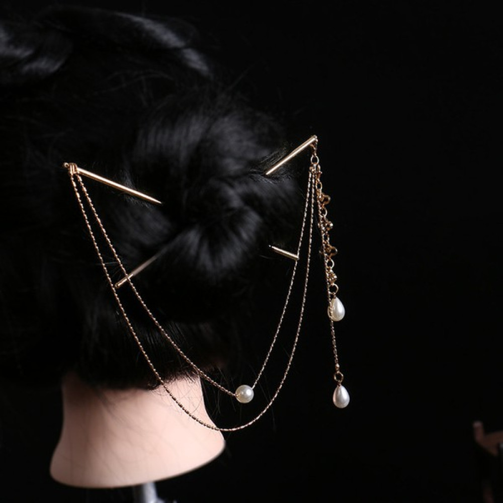 Masoffy Stil 6 Çift Zincirli Saç Çatal Inci Püskül Saç Tokası Nunchaku Firkete Çin Tarzı Retro Saç Aksesuarları Hanfu Tiaras Süsler (Yurt Dışından) Toka, Taç & Saç Bandı Fiyatı