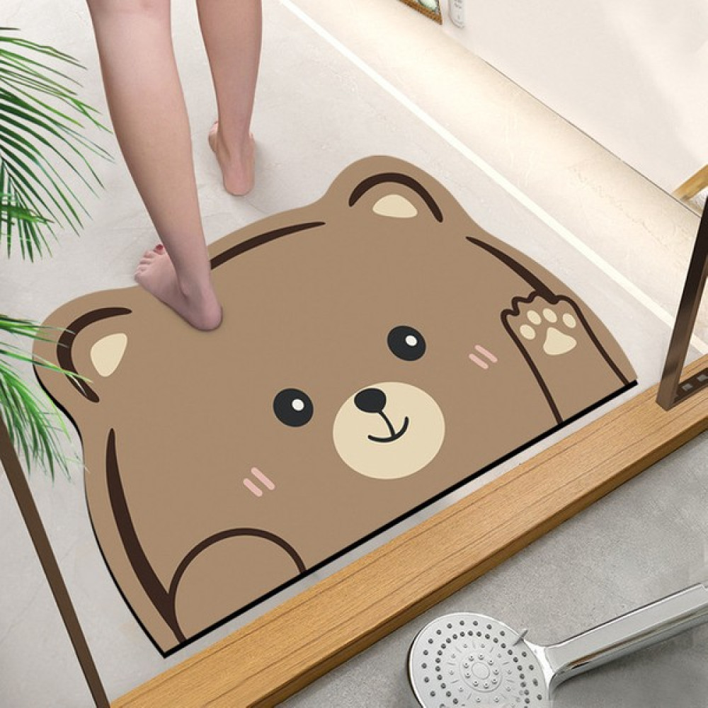 Masoffy Yarım Daire Kahverengi 60X90CM Sevimli Karikatür Banyo Emici Ped Halı Oval Diatom Çamur Su Emici Banyo Paspası Çabuk Kuruyan Kaymaz Tuvalet... Klozet Takımı Fiyatı