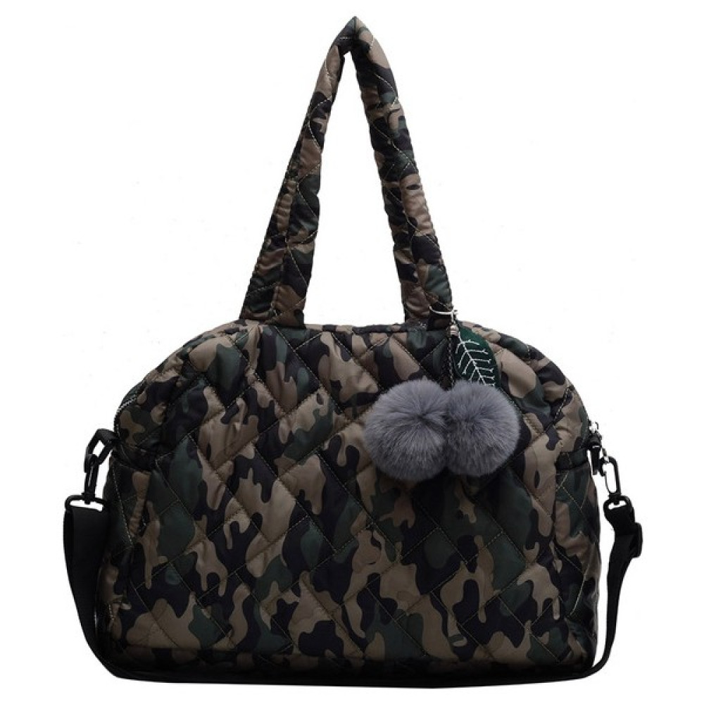 Masoffy1 Kamuflaj Sonbahar Kış Kapitone Omuz Kapitone Ponpon Kolye Pamuk Messenger Kılıfı Naylon Crossbody Shopper Için Çantası (Yurt Dışından) Bayan Çanta ve Cüzdan Fiyatı