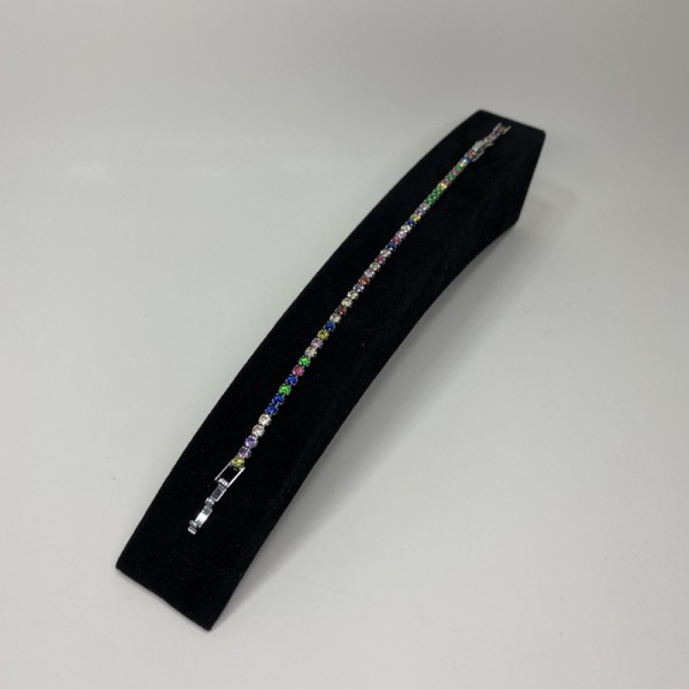 Massina Colorful Gökkuşağı Zirkon Taşlı Su Yolu Kadın Bileklik (3mm) - Gümüş Saat ve Bileklik Aksesuarı Fiyatı