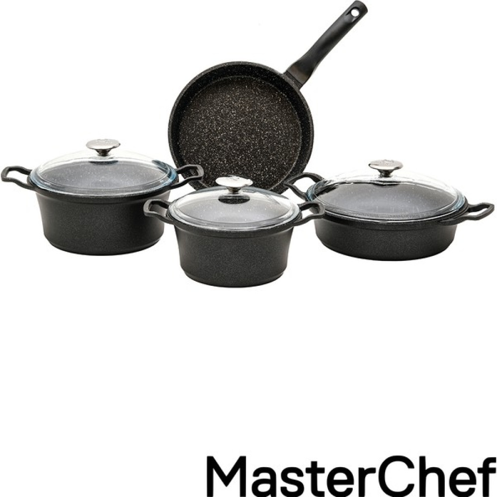 Master Chef 7 Parça Döküm Çizgili Tencere Seti - Dayanıklı Yanmaz ve Yapışmaz - Eşit Isı Dağılımı - Gri Tencereler Fiyatı
