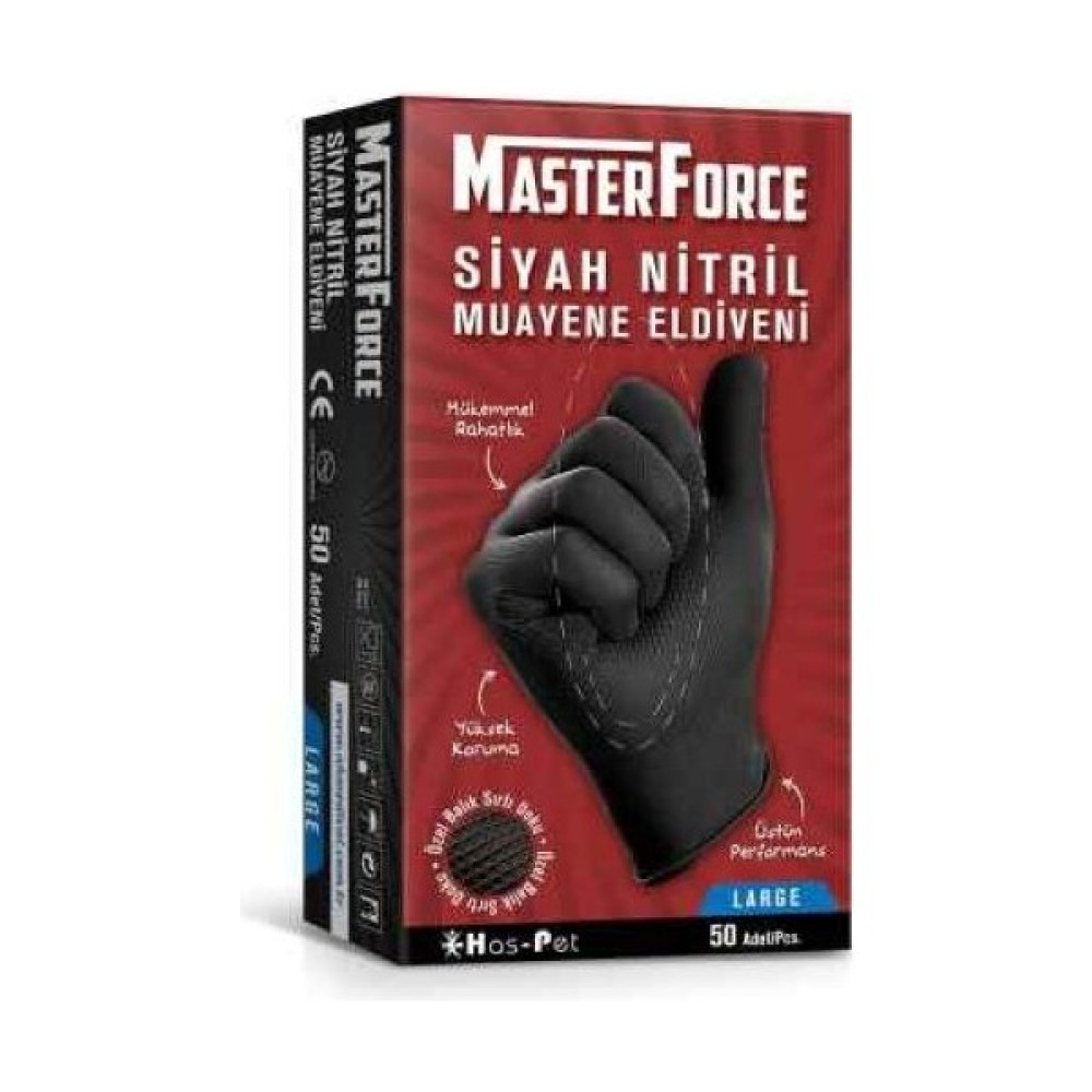 Master Force Masterforce Master Force Siyah Nitril Eldiven L Beden 50'li Temizlik Malzemeleri Fiyatı