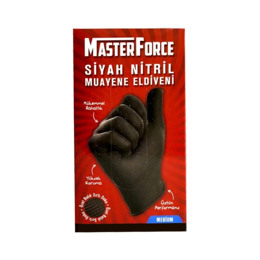 Master Force Siyah M Beden Nitril Muayene Eldiveni (204.02.FR02) Oto, Bahçe, Yapı Market Fiyatı
